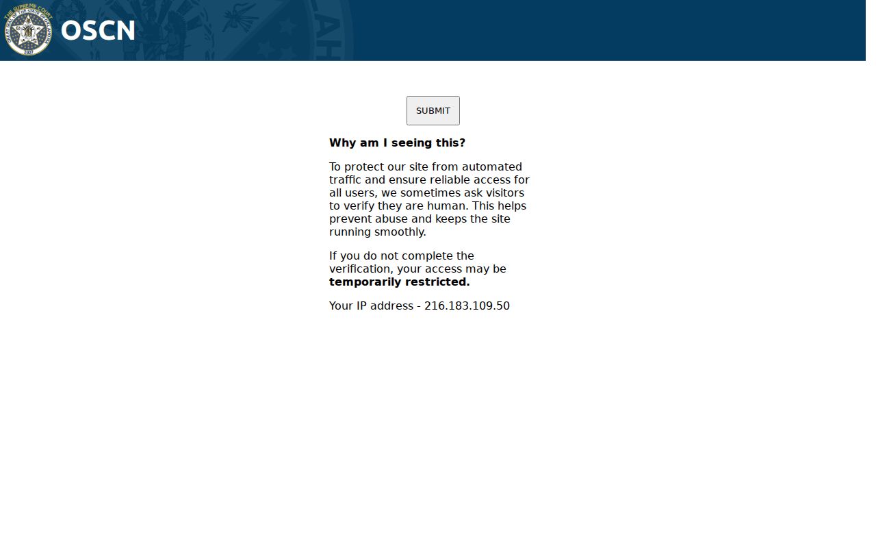 Canadian County warrant check party name and case type search