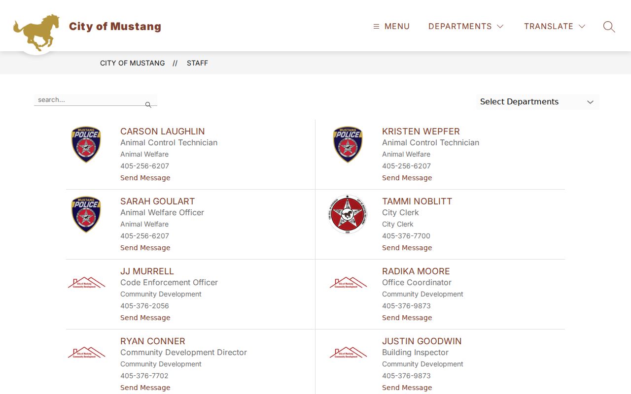 Mustang Court Clerk contact for Mustang warrant records