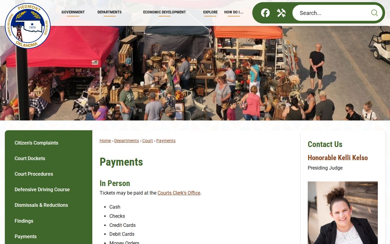 Piedmont payment channels for Canadian County traffic warrants