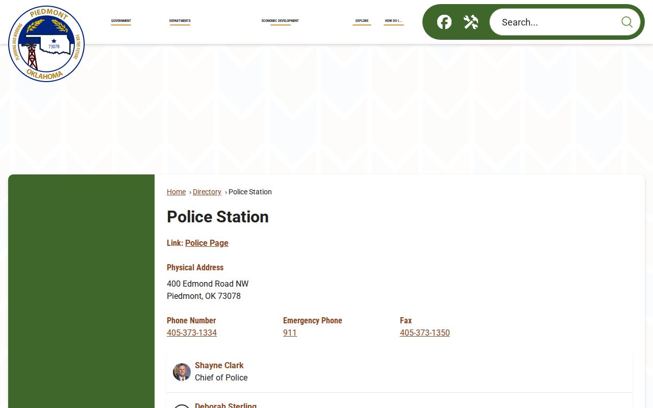 Mustang Police station for Mustang warrant records
