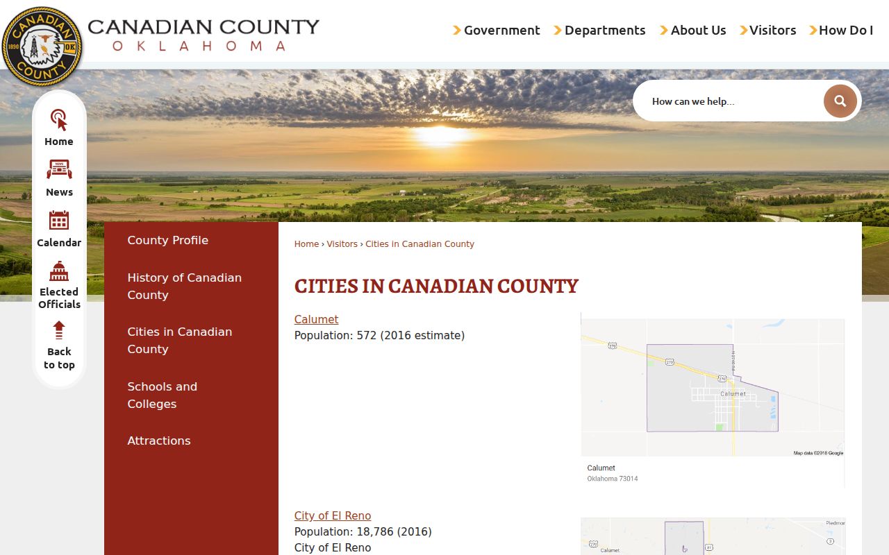 Canadian County city boundaries for warrant records